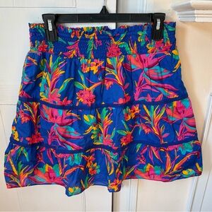 Vibrant J. Crew Cotyon Floral Skirt Size M-L